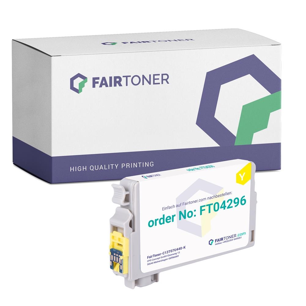 FairToner kompatibel für Epson Tintenpatrone C13T07U440 / 407 Gelb