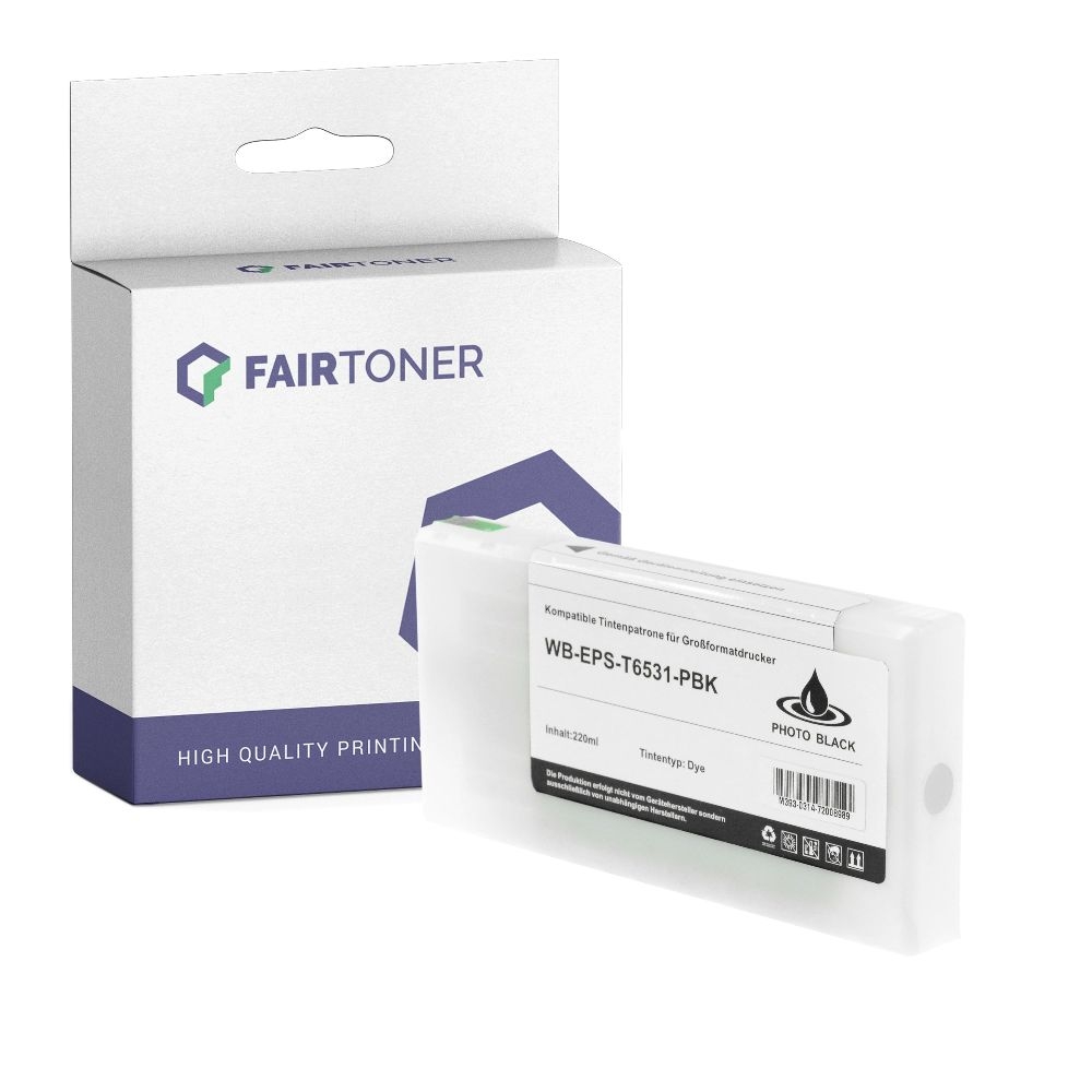 FairToner kompatibel für Epson Tintenpatrone C13T653100 / T6531 Photo Schwarz