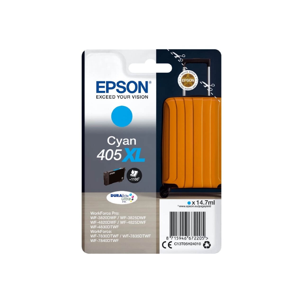 Original Epson Tintenpatrone C13T05H24010 / 405XL Cyan [XL Füllmenge]