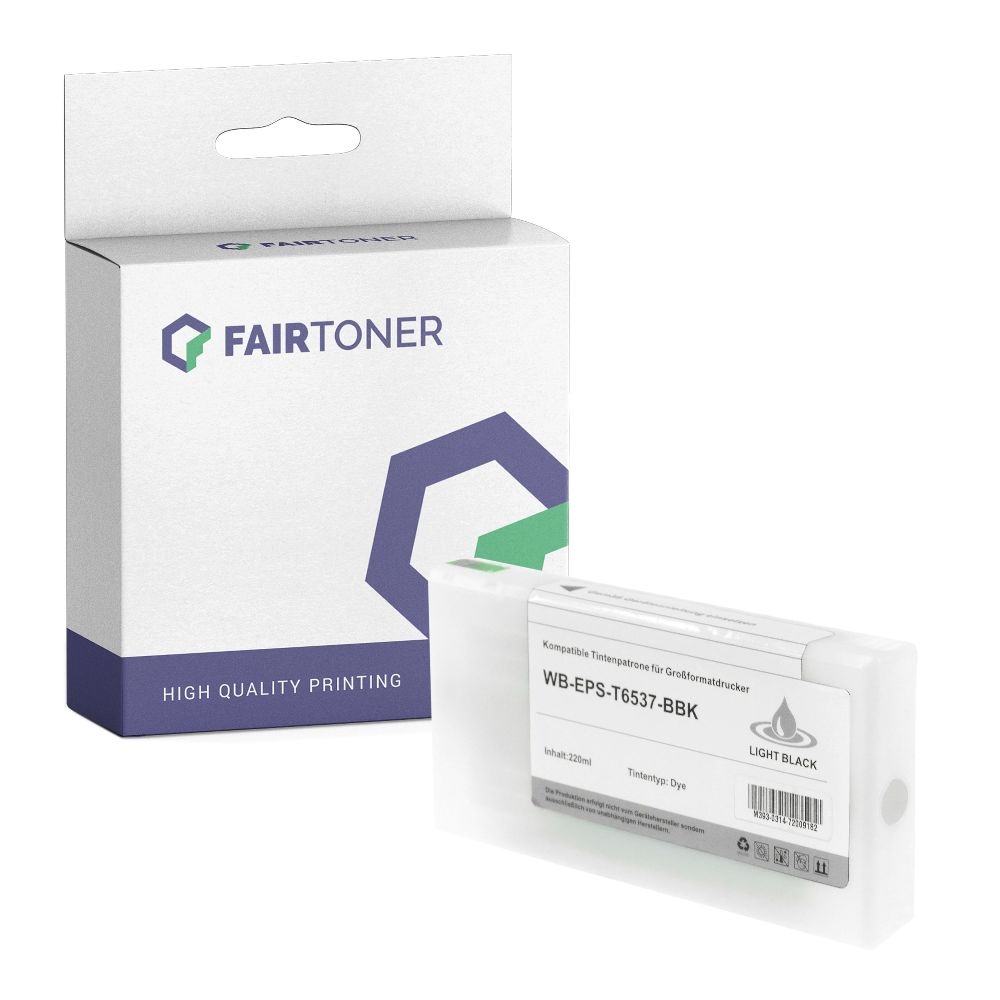 FairToner kompatibel für Epson Tintenpatrone C13T653700 / T6537 Schwarz Hell