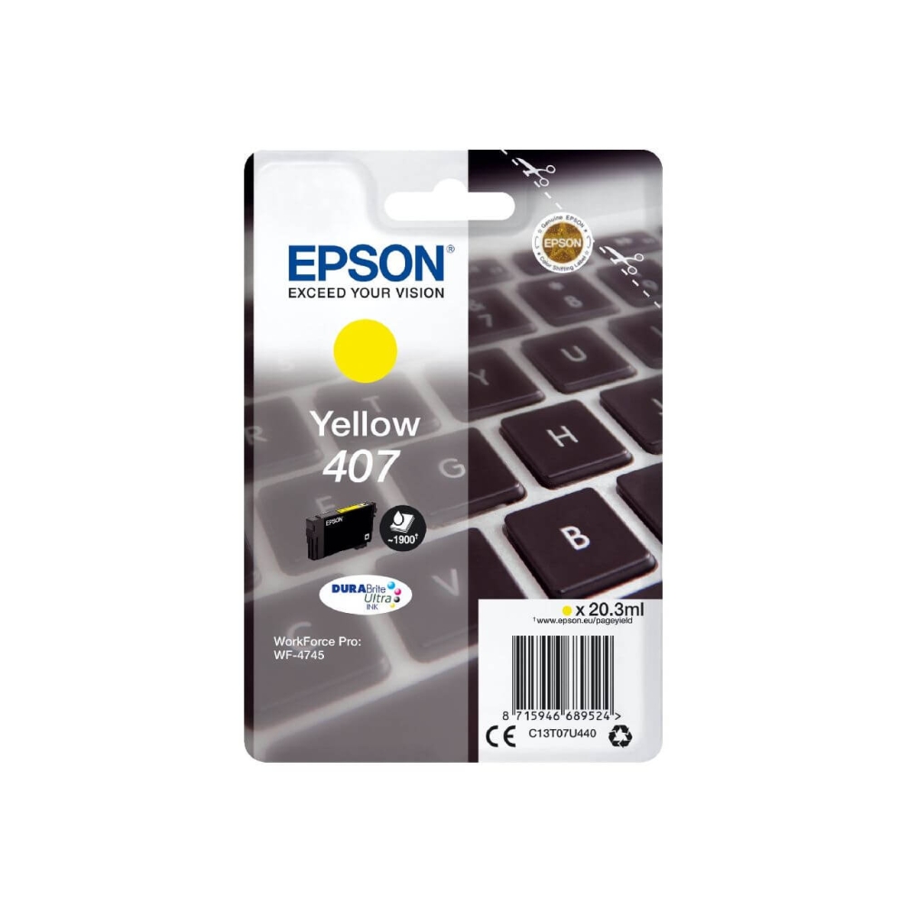 Original Epson Tintenpatrone C13T07U440 / 407 Gelb