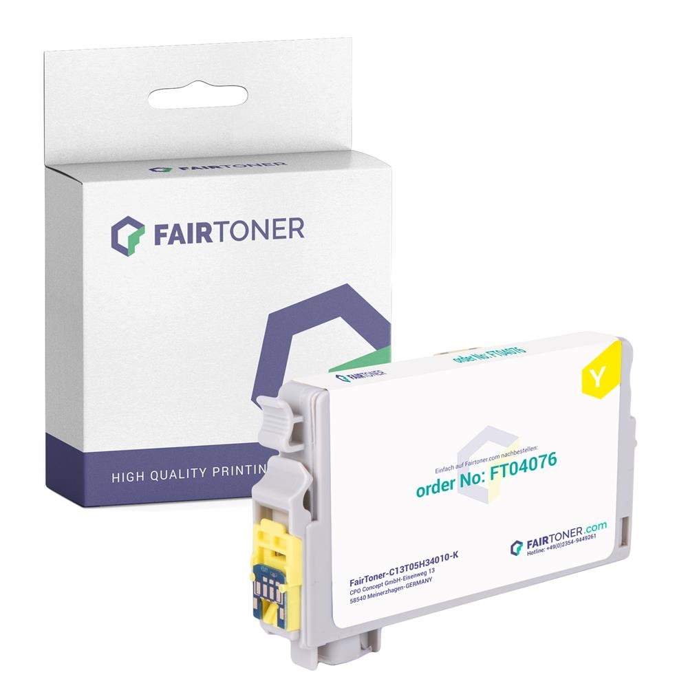 FairToner kompatibel für Epson Tintenpatrone C13T05H44010 / 405XL Gelb [XL Füllmenge]