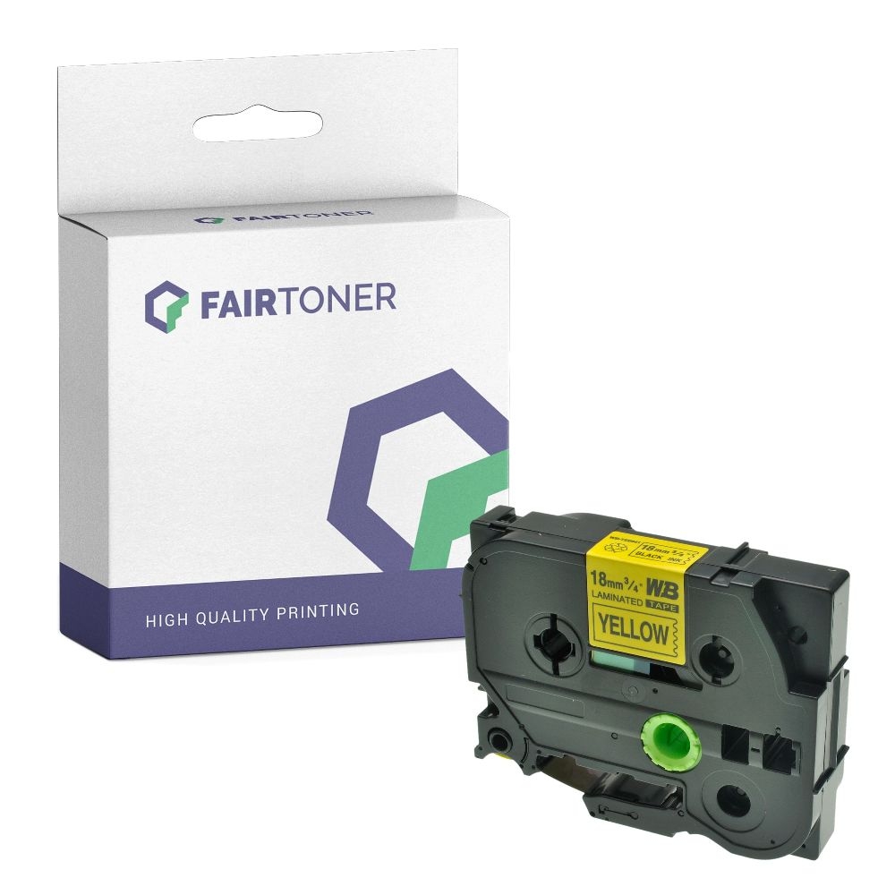 FairToner kompatibel für Brother Laminiertes Schriftband TZE-641 Schwarz auf Gelb (18mm / 8m)