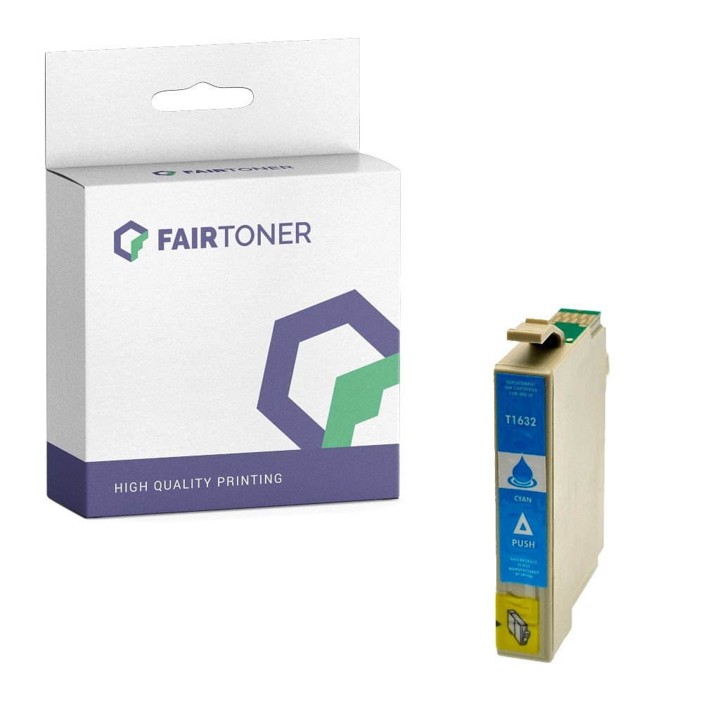 FairToner kompatibel für Epson Tintenpatrone C13T16324010 / 16XL Cyan [XL Füllmenge]