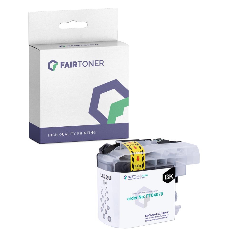 FairToner kompatibel für Brother Tintenpatrone LC-22UBK Schwarz