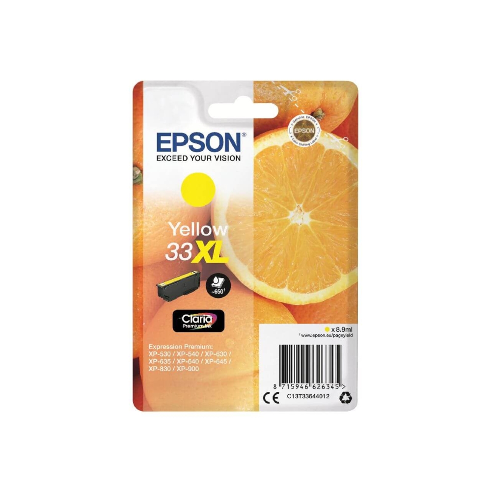 Original Epson Tintenpatrone C13T33644012 / 33XL Gelb