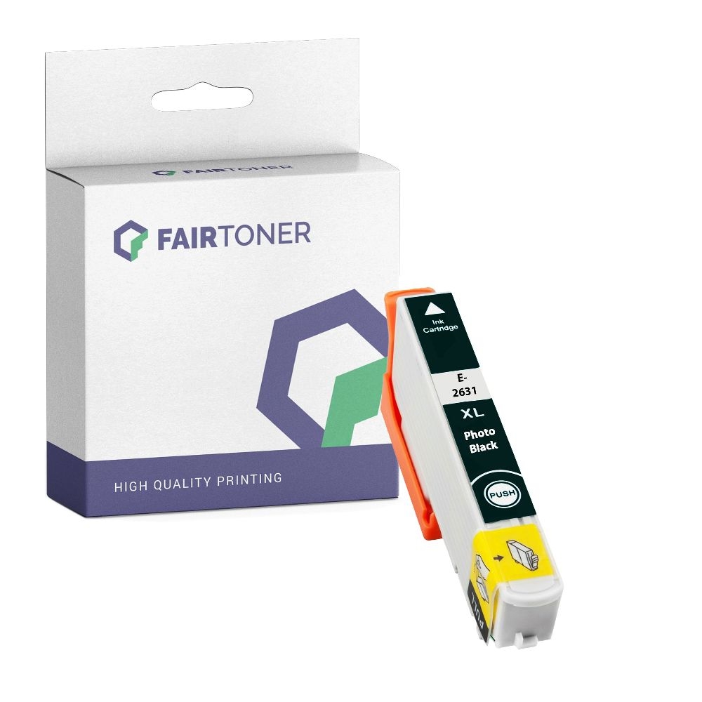 FairToner kompatibel für Epson Tintenpatrone C13T26314010 / 26XL Photo Schwarz [XL Füllmenge]