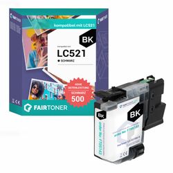 FairToner kompatibel für Brother Tintenpatrone LC-521BK Schwarz