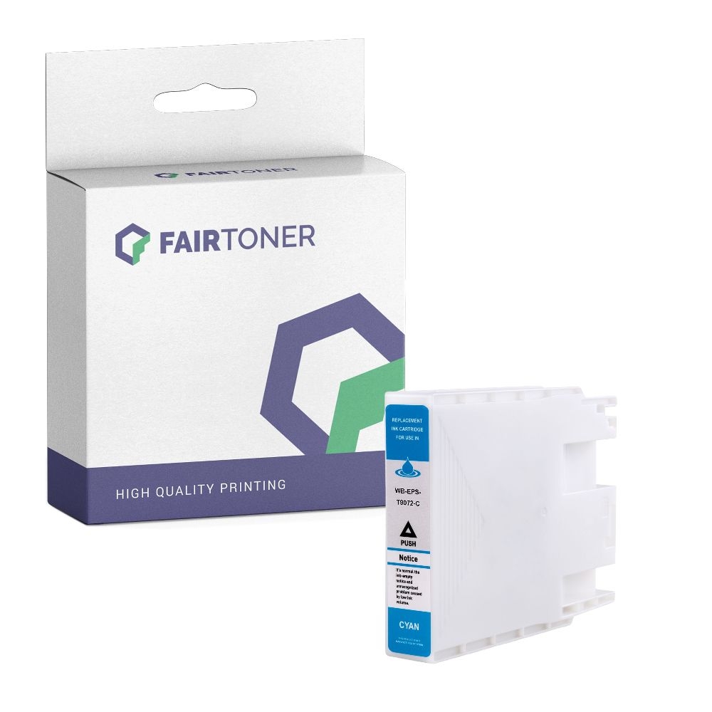 FairToner kompatibel für Epson Tintenpatrone C13T907240 / T9072 Cyan