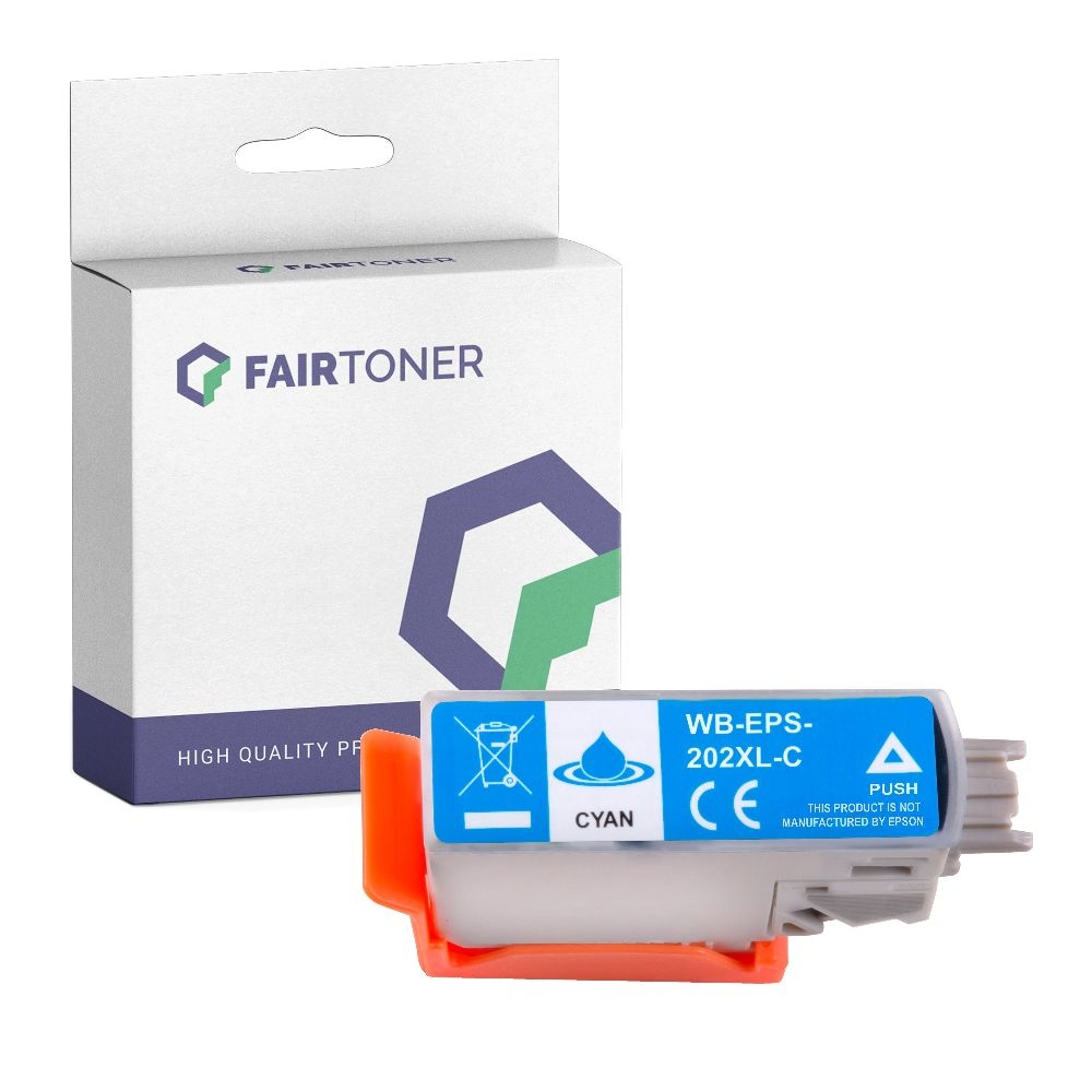FairToner kompatibel für Epson Tintenpatrone C13T02F24010 / 202 Cyan