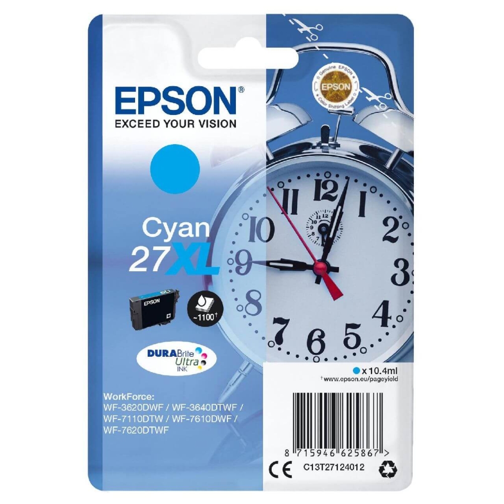 Original Epson Tintenpatrone C13T27124012 / 27XL Cyan