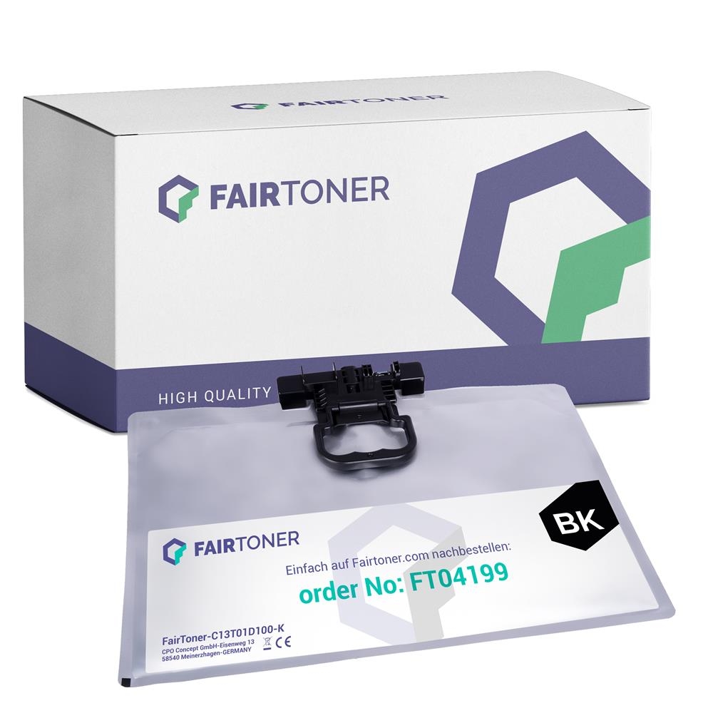 FairToner kompatibel für Epson Tintenpatrone C13T01D100 / T01D1 Schwarz [XL Füllmenge]