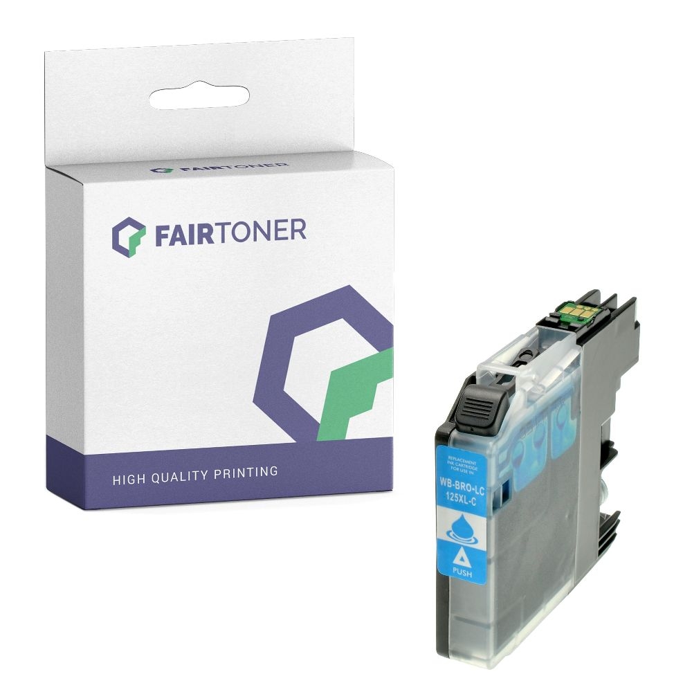 FairToner kompatibel für Brother Tintenpatrone LC-125XLC Cyan [XL Füllmenge]