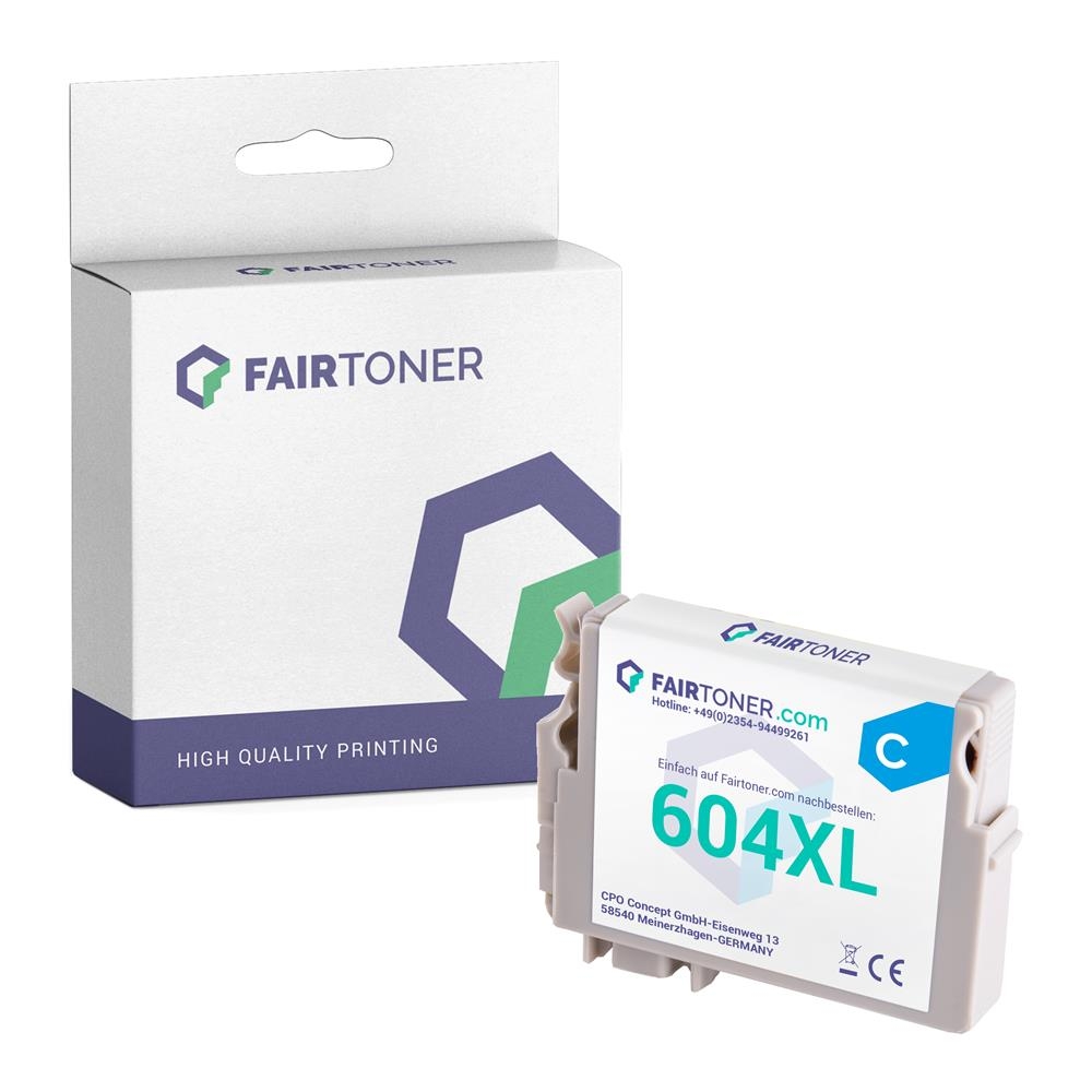 FairToner kompatibel für Epson Tintenpatrone C13T10H24010 / 604XL Cyan [XL  Füllmenge]