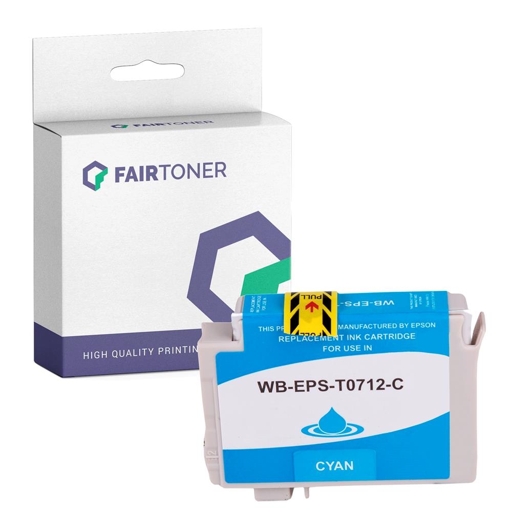 FairToner kompatibel für Epson Tintenpatrone C13T07124012 / T0712 Cyan