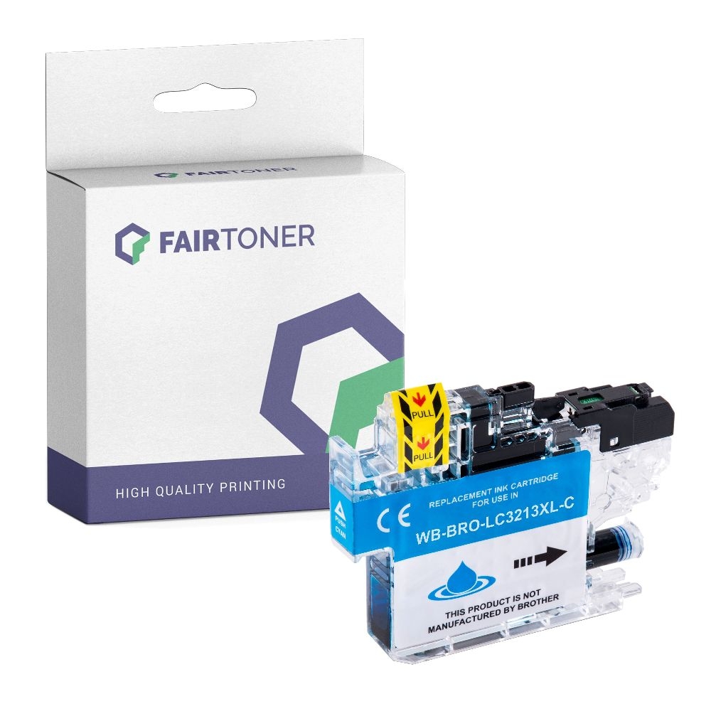 FairToner kompatibel für Brother Tintenpatrone LC-3213C Cyan [XL Füllmenge]