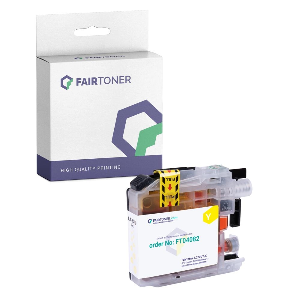 FairToner kompatibel für Brother Tintenpatrone LC-22UY Gelb
