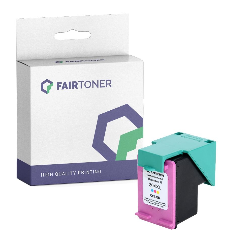 FairToner kompatibel für HP Tintenpatrone N9K07AE / 304XL Color [XL Füllmenge]