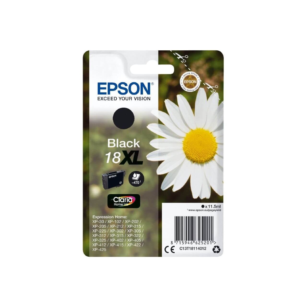 Original Epson Tintenpatrone C13T18114012 / 18XL Schwarz