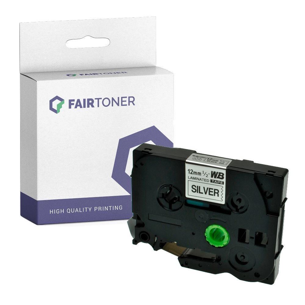 FairToner kompatibel für Brother Laminiertes Schriftband TZE-931 Schwarz auf Silber (12mm / 8m)