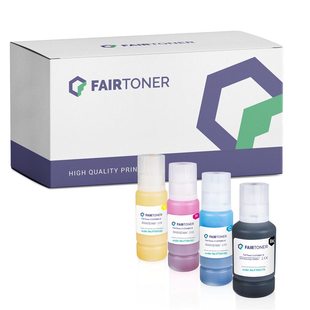 FairToner Set 4 Tintenbehälter Epson EcoTank 113 1-1-1-1