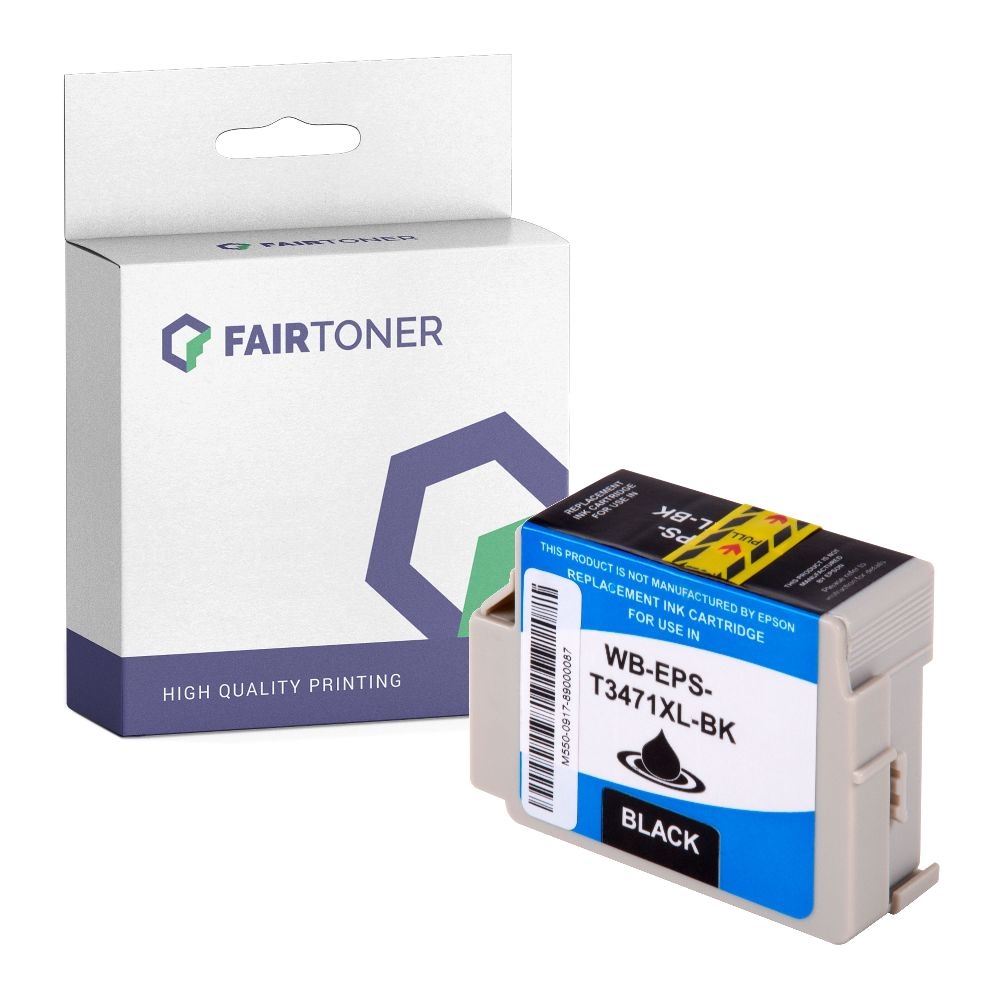 FairToner kompatibel für Epson Tintenpatrone C13T34714010 / 34XL Schwarz [XL Füllmenge]