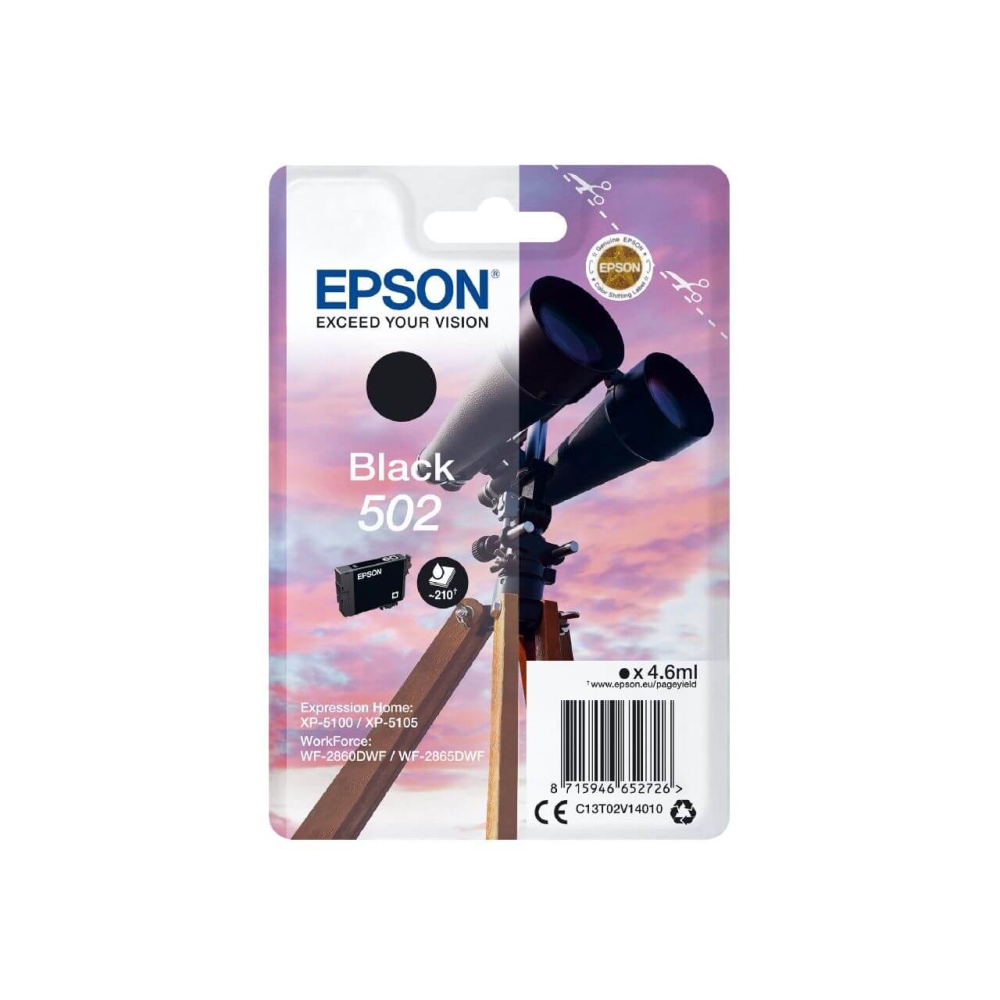 Original Epson Tintenpatrone C13T02V14010 / 502 Schwarz