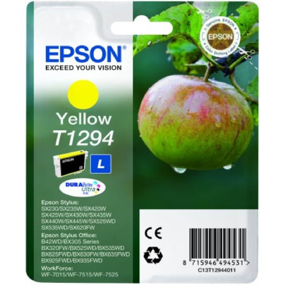 Original Epson Tintenpatrone C13T12944012 / T1294 Gelb