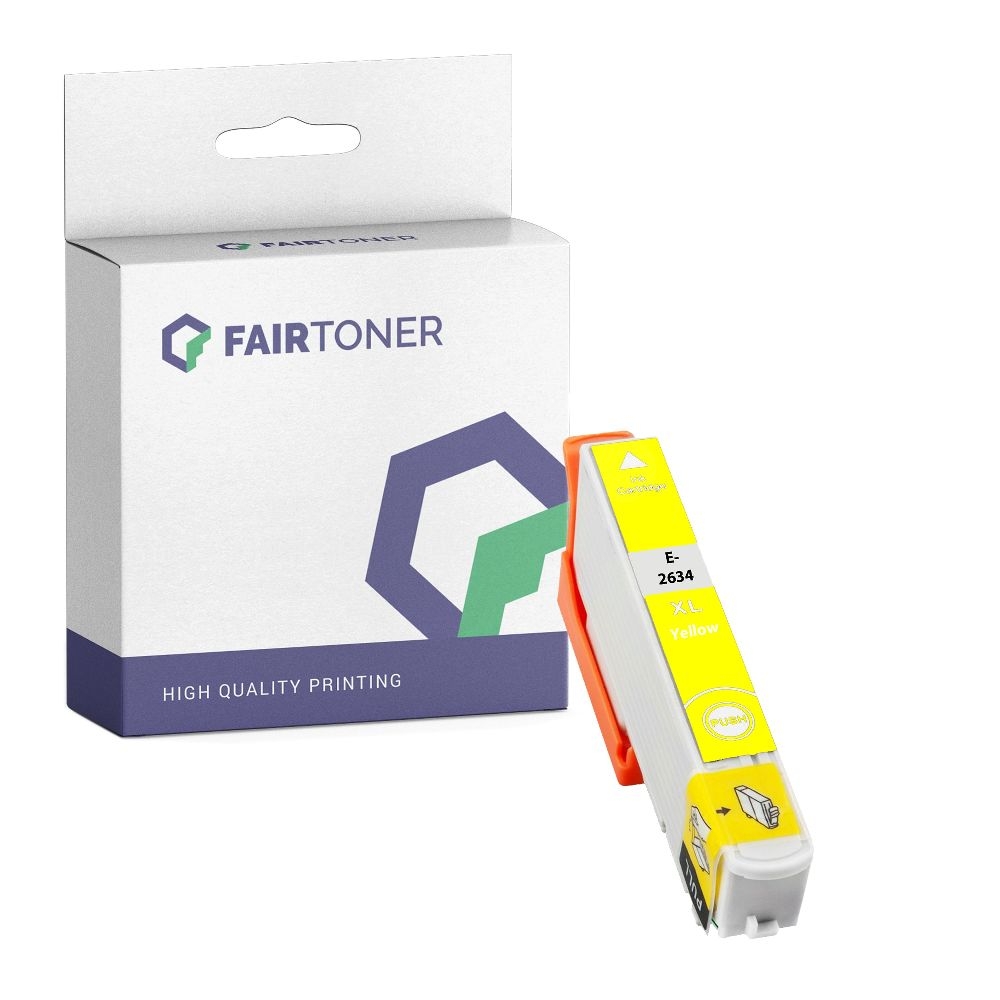 FairToner kompatibel für Epson Tintenpatrone C13T26344010 / 26XL Gelb [XL Füllmenge]