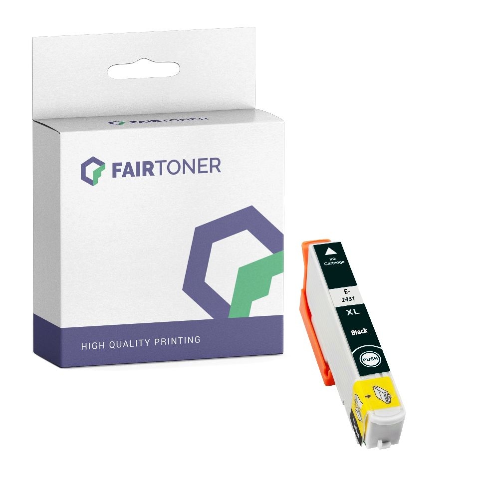 FairToner kompatibel für Epson Tintenpatrone C13T24314010 / 24XL Schwarz [XL Füllmenge]