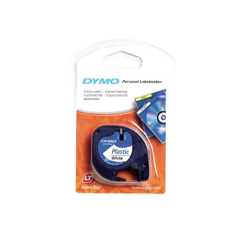Original Dymo Laminiertes Polyesterband 91221 / S0721660 Schwarz auf Transparent (12mm / 4m)