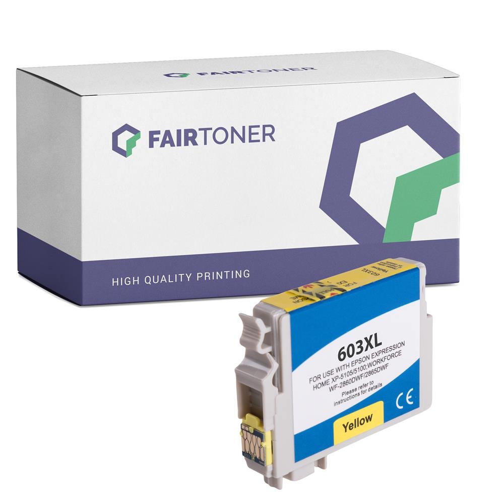 FairToner kompatibel für Epson Tintenpatrone C13T03A44010 / 603XL Gelb [XL Füllmenge]