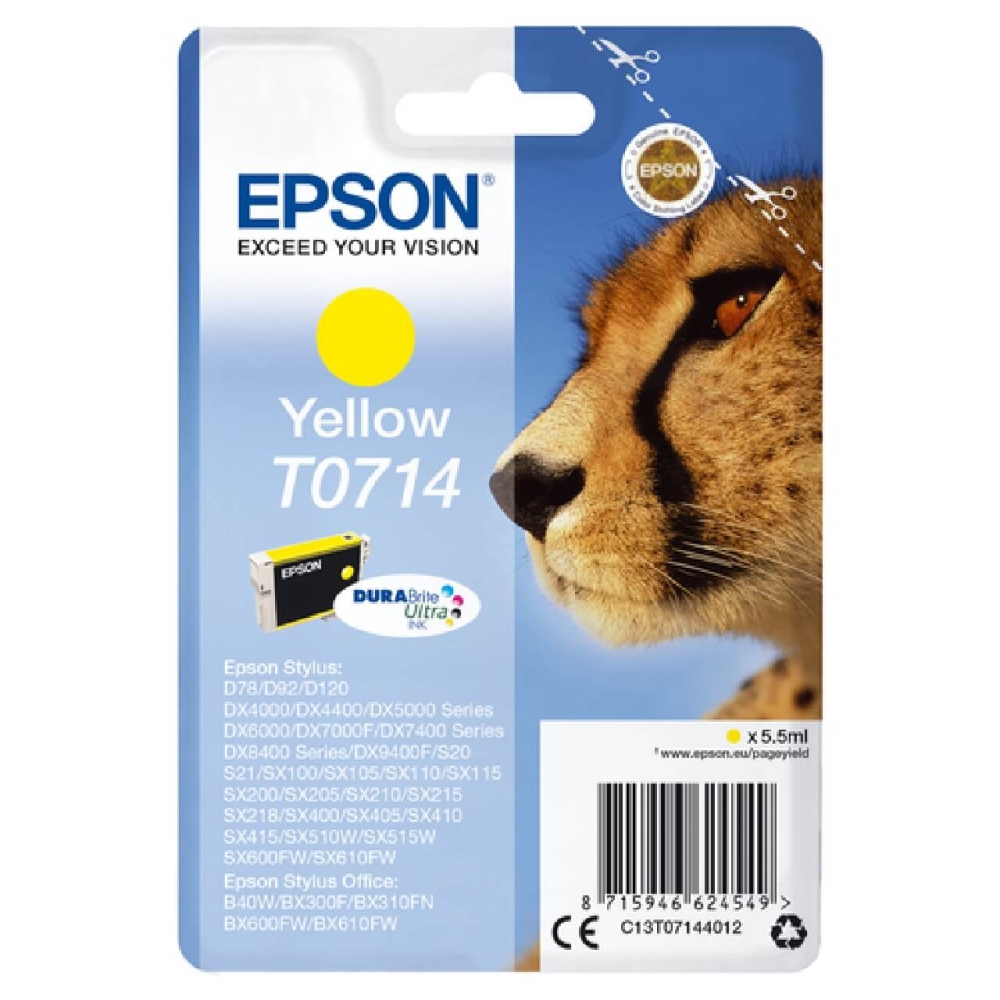 Original Epson Tintenpatrone C13T07144011 / T0714 Gelb