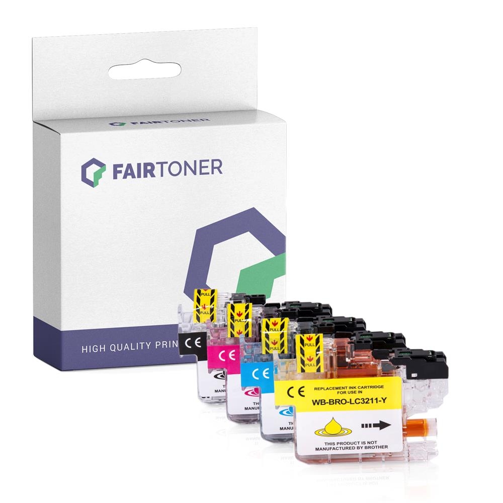 FairToner Set 4 Patronen Brother LC3211 1xbk 1xcmy