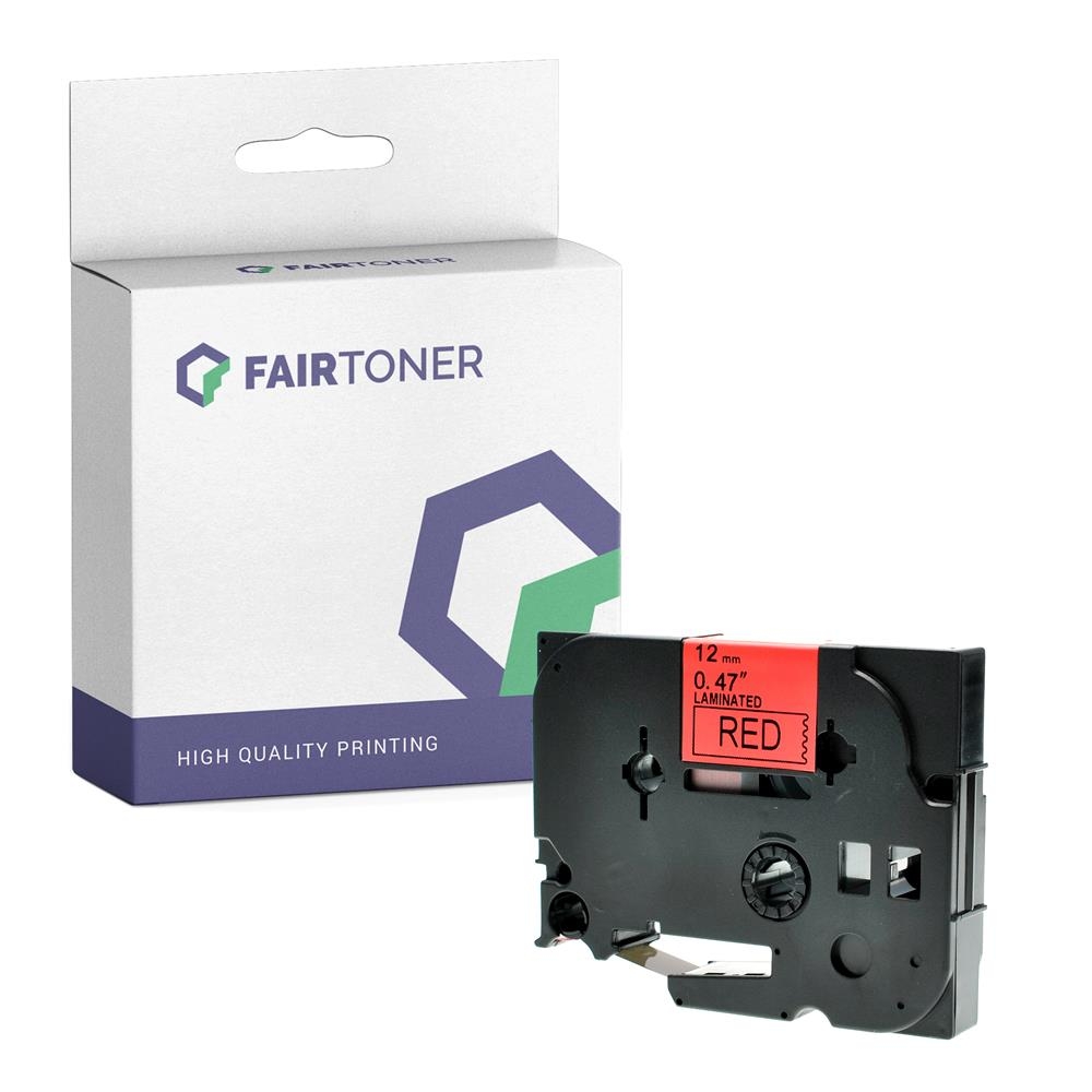 FairToner kompatibel für Brother Laminiertes Schriftband TZE-431 Schwarz auf Rot (12mm / 8m)