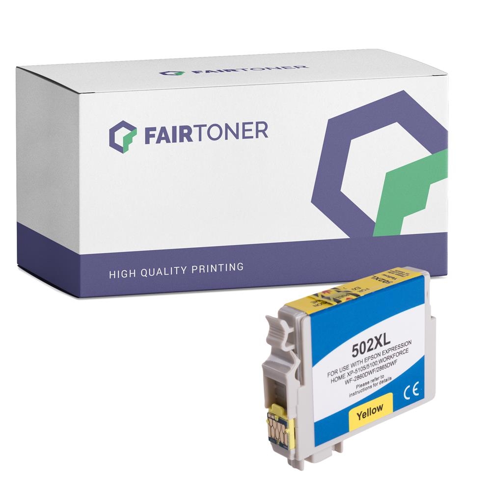 FairToner kompatibel für Epson Tintenpatrone C13T02W44010 / 502XL Gelb [XL Füllmenge]