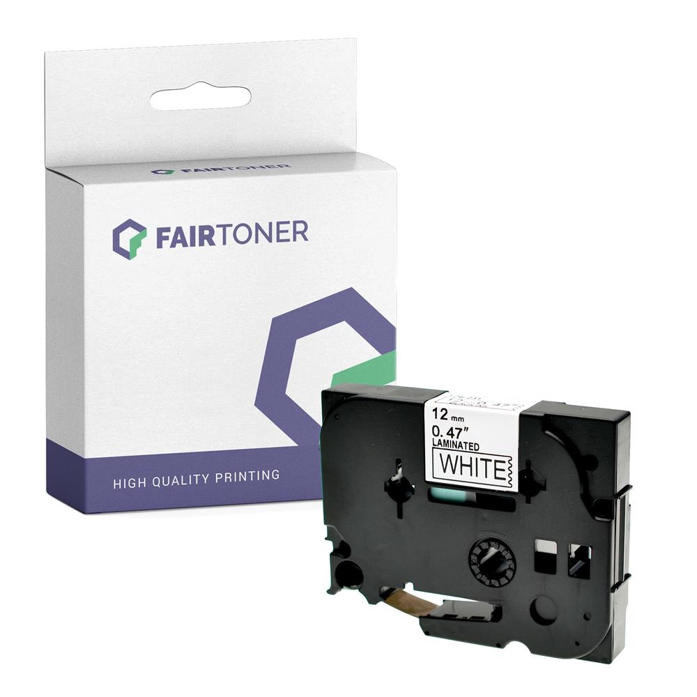 FairToner kompatibel für Brother Laminiertes Schriftband TZE-231 Schwarz auf Weiss (12mm / 8m)