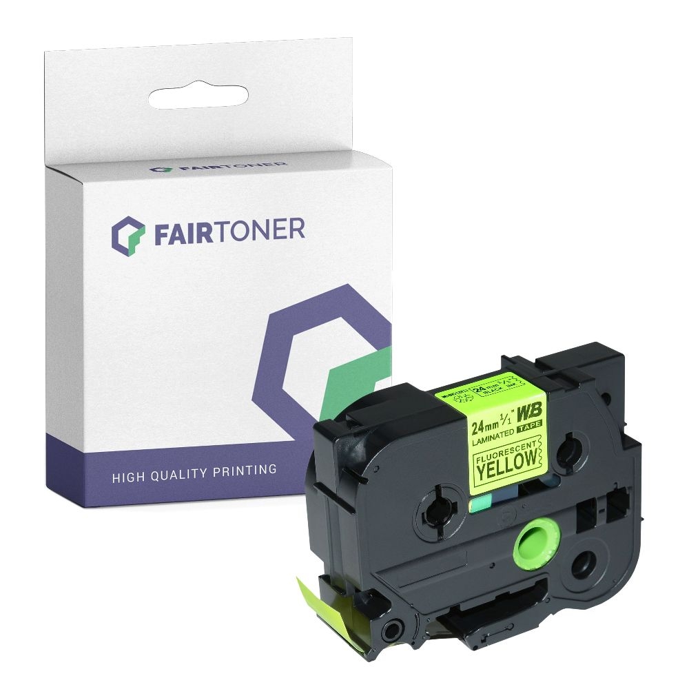 FairToner kompatibel für Brother Laminiertes Schriftband TZE-C51 Schwarz auf Gelb (24mm / 5m)