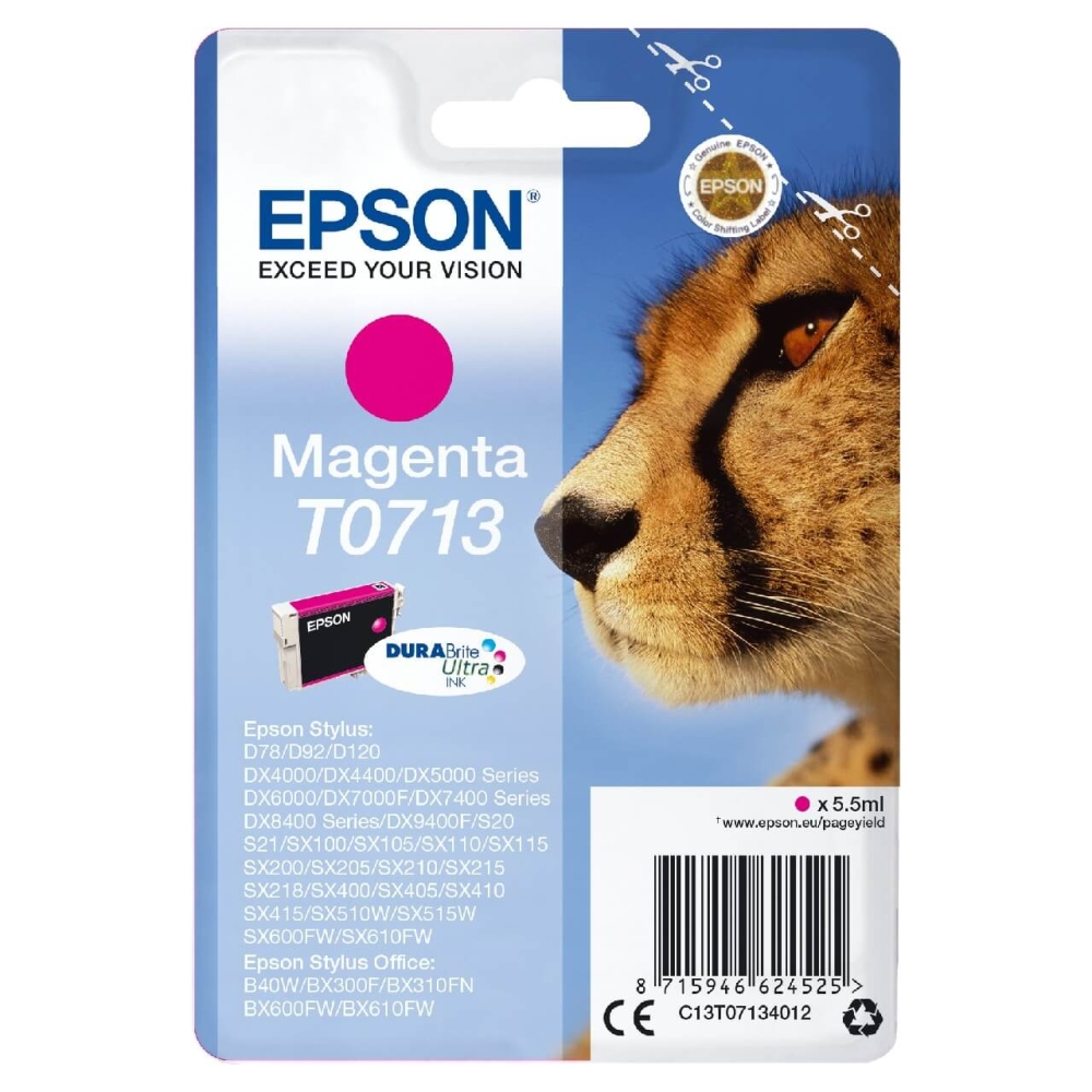 Original Epson Tintenpatrone C13T07134012 / T0713 Magenta
