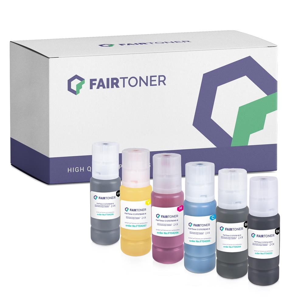 FairToner Set 6 Epson EcoTank 114 1xbk 1xpbkcmygy