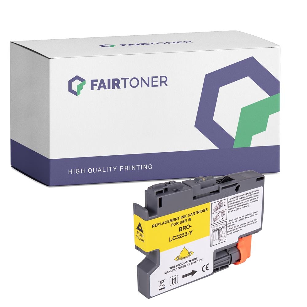 FairToner kompatibel für Brother Tintenpatrone LC-3233Y Gelb