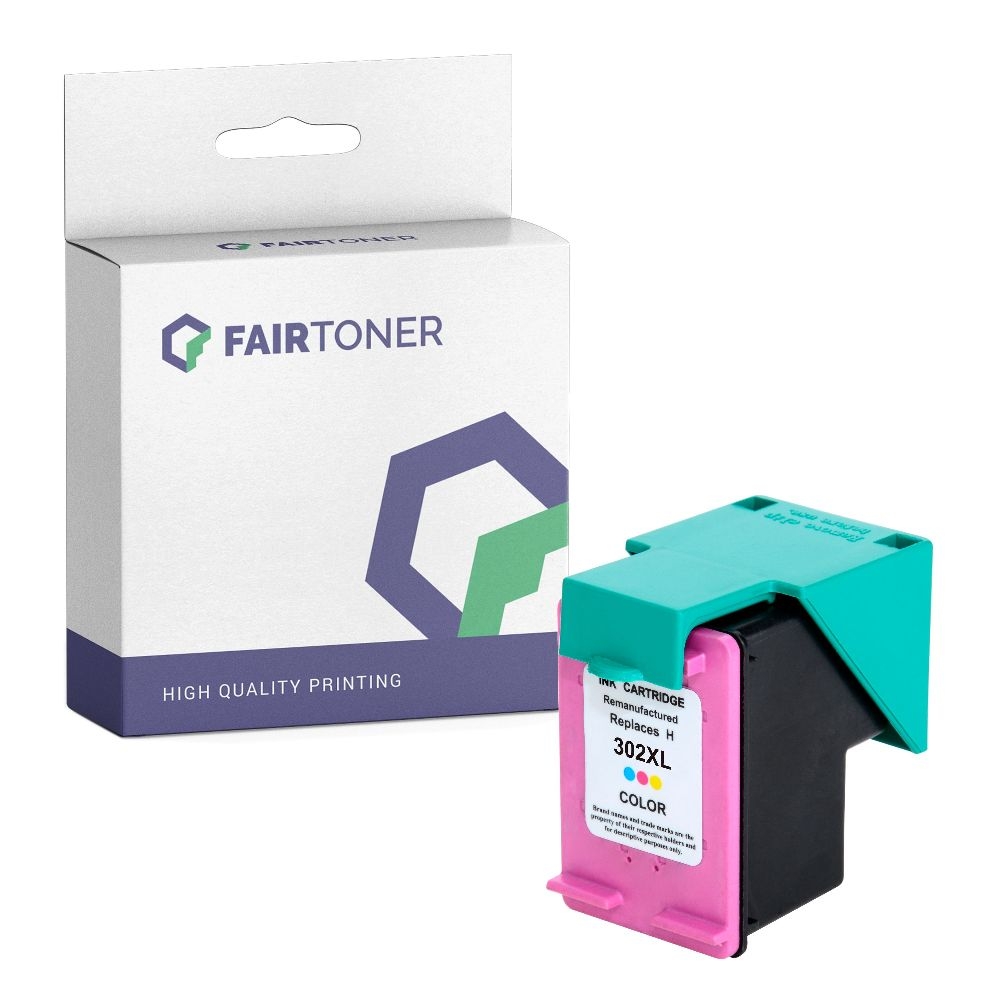 FairToner kompatibel für HP Tintenpatrone F6U67AE / 302XL Color [XL Füllmenge]