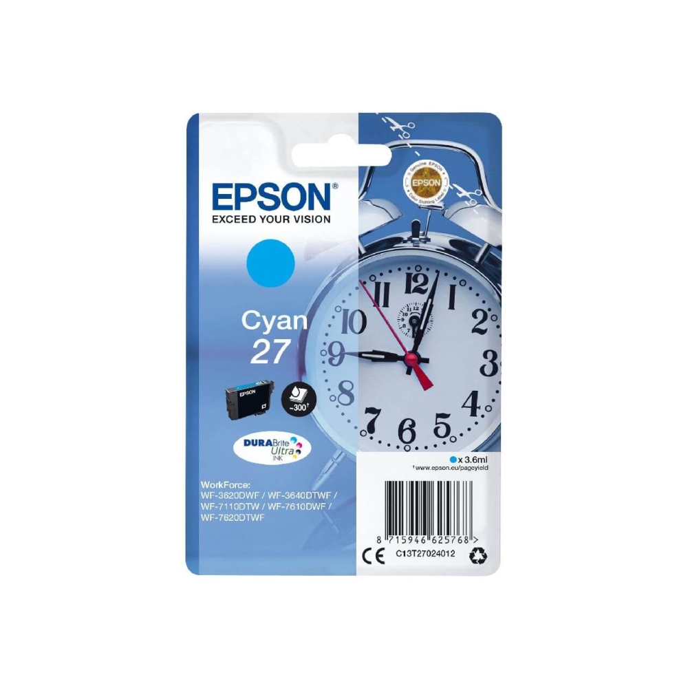 Original Epson Tintenpatrone C13T27024012 / 27 Cyan