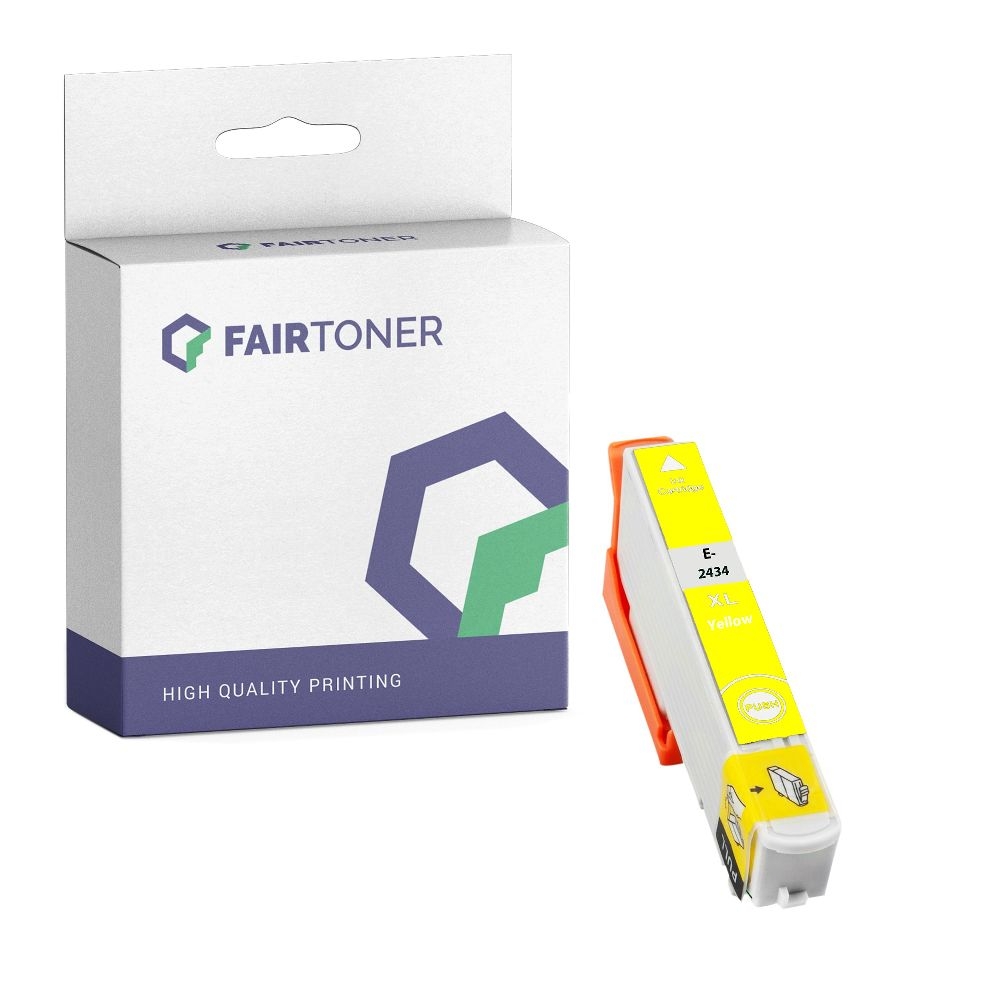 FairToner kompatibel für Epson Tintenpatrone C13T24344010 / 24XL Gelb [XL Füllmenge]
