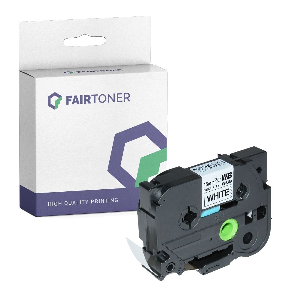 FairToner kompatibel für Brother extra-stark klebendes Laminiertes Schriftband TZE-SE4 Schwarz auf Weiss (18mm / 8m)