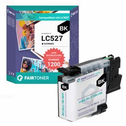 FairToner kompatibel für Brother Tintenpatrone LC-527BK Schwarz [XL Füllmenge]
