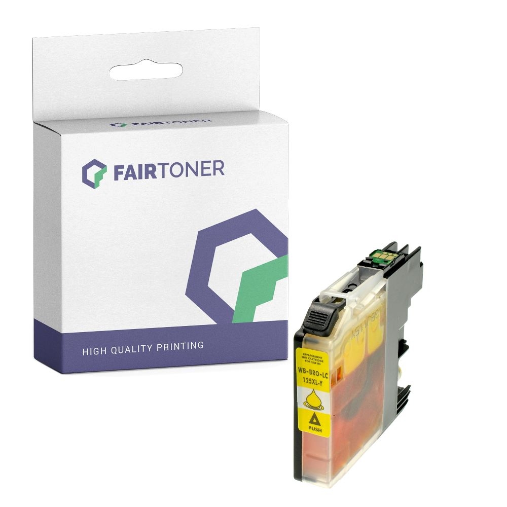 FairToner kompatibel für Brother Tintenpatrone LC-125XLY Gelb [XL Füllmenge]