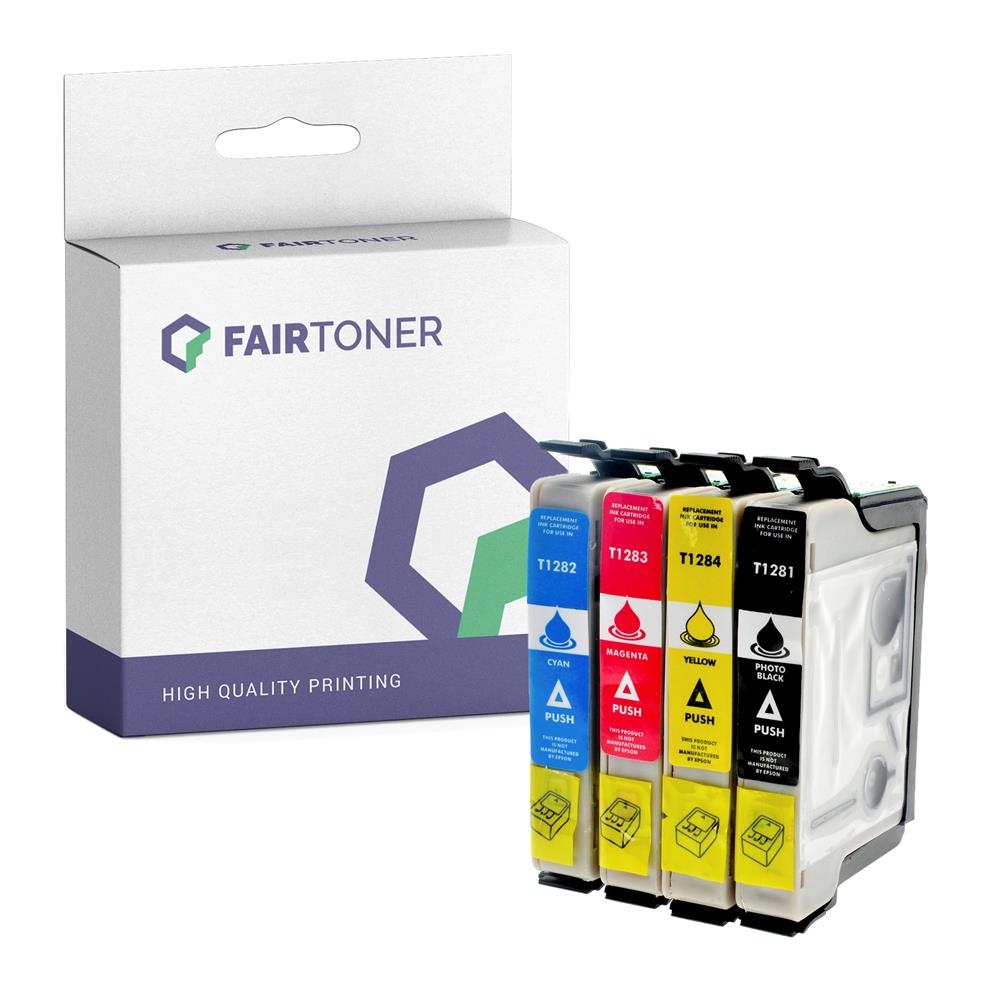 FairToner Set 4 Patronen Epson T1281-T1284 1xbk 1xcmy