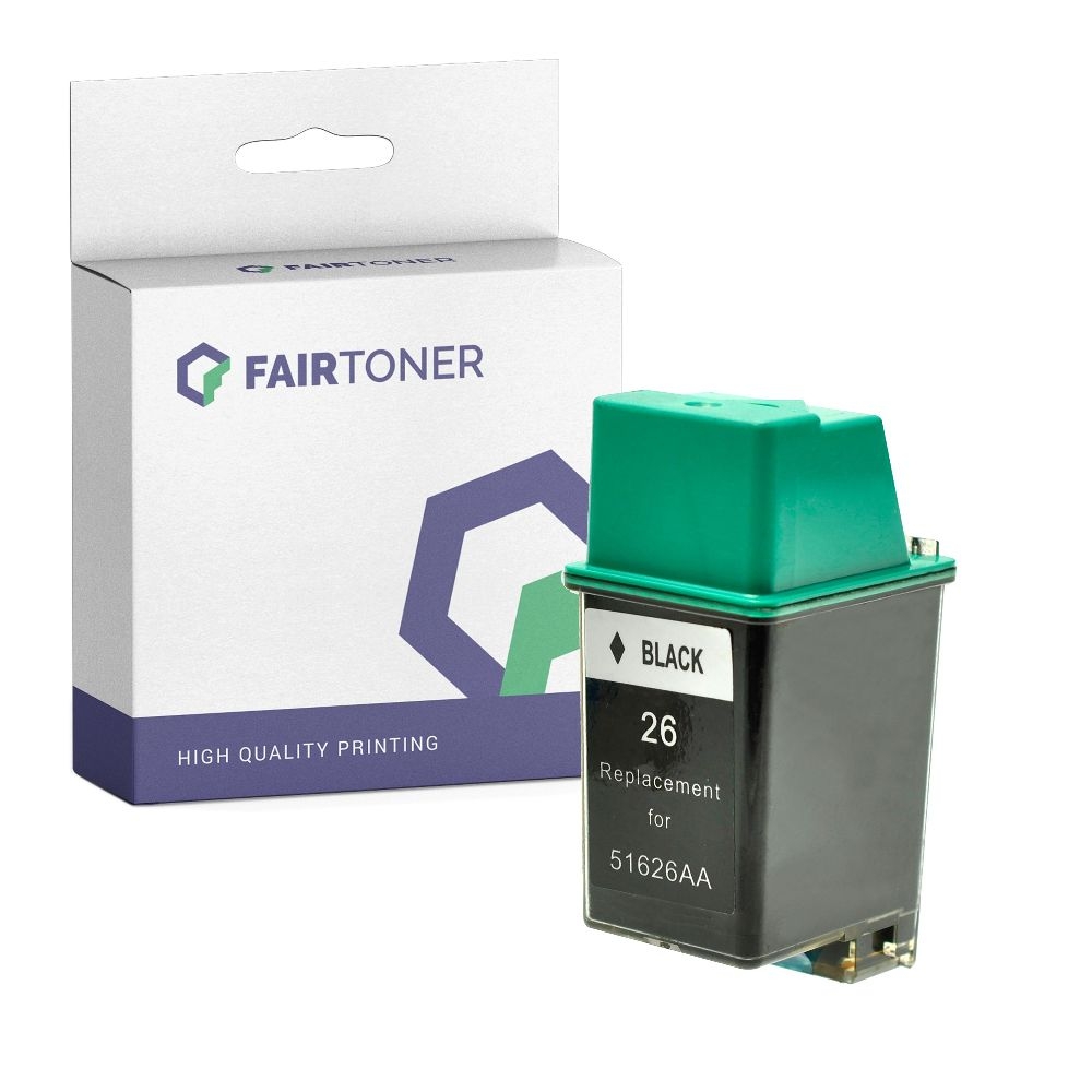FairToner kompatibel für HP Tintenpatrone 51626AE / 26 Schwarz