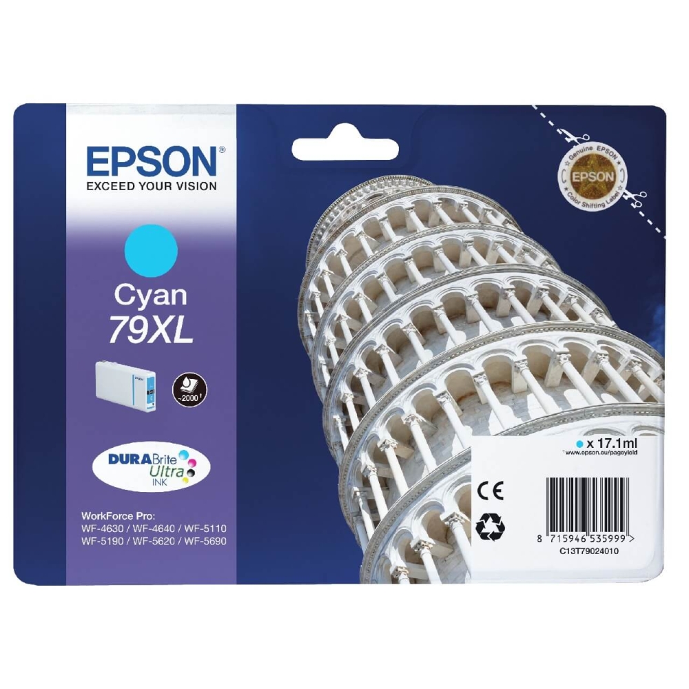 Original Epson Tintenpatrone C13T79024010 / 79XL Cyan [XL Füllmenge]